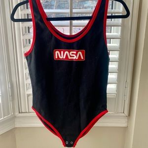Chemistry “NASA” bodysuit with snaps in Medium.